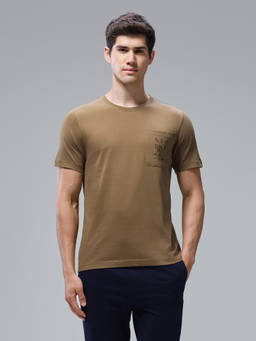 U.S. POLO ASSN. - Men Brown Solid Regular Fit T-shirt