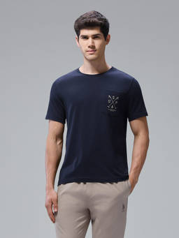 U.S. POLO ASSN. - Men Navy Blue Solid Regular Fit T-shirt