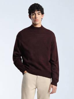 Flying Machine - Men Burgundy Knitted Sweater