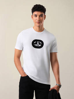 U.S. Polo Assn. Denim Co. - Men White Graphic Brand Embossed Slim Fit T-shirt