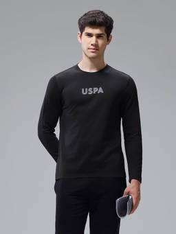 U.S. POLO ASSN. - Men Black Solid Full Sleeves T-shirt