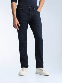 Flying Machine - Men Navy Blue Solid Straight Fit Jeans