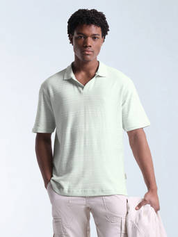 Flying Machine - Men Mint Green Textured Polo T-shirt