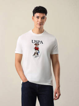 U.S. Polo Assn. Denim Co. - Men White Brand Embroidered Slim Fit T-shirt