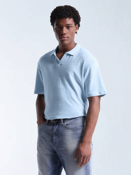 Flying Machine - Men Light Blue Polo T-shirt