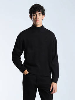 Flying Machine - Men Black Knitted Regular Fit Sweater
