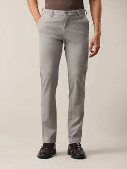 U.S. POLO ASSN. - Men Light Grey Solid Cotton Trouser
