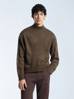 Flying Machine - Men Brown Knitted Regular Fit Sweater