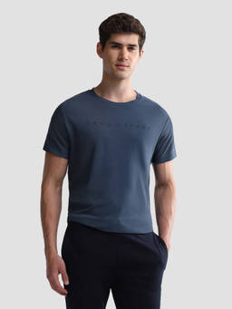 U.S. POLO ASSN. - Men Dusky Blue Solid Slim Fit T-shirt