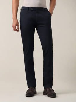 U.S. POLO ASSN. - Men Navy Blue Denver Slim Fit Dobby Trouser