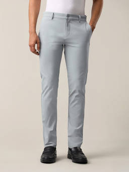 U.S. POLO ASSN. - Men Light Grey Austin Slim Fit Mid Rise Trouser