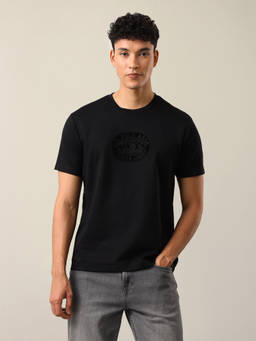 U.S. Polo Assn. Denim Co. - Men Black Brand Embossed Slim Fit T-shirt