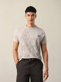 U.S. Polo Assn. Denim Co. - Men Beige Graphic Brand Printed T-shirt
