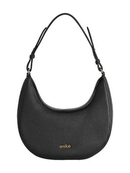 Eske - Amalia Black Solid Vegan Leather Hobo Bag