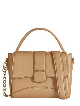 Eske - Anastasia Beige Solid Vegan Leather Satchel
