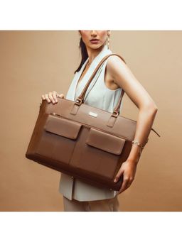Strokes by Namrata Mehta - Mocha Elegance Oversized Tote Bag for 17 Inch Laptop