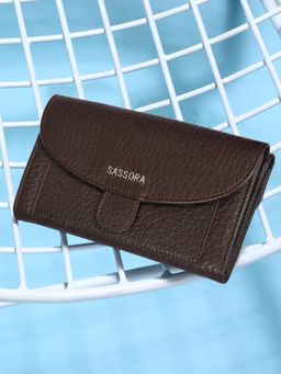 Sassora - Brown Genuine Leather Rfid Wallet (15 Card Slots) (M)