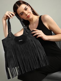 Sassora - Premium Suede Leather Women Fringe Shoulder Bag (M)