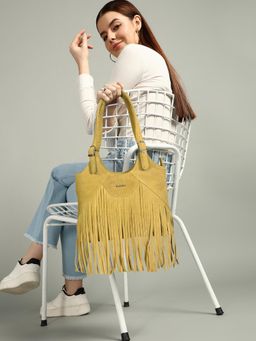 Sassora - Premium Suede Leather Women Fringe Shoulder Bag (M)