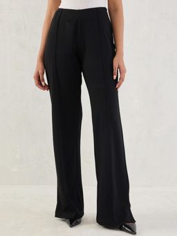 Femmella - Black Pintuck Detail Straight Pant