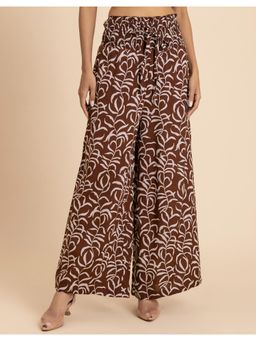 Moomaya - Women Brown Loose Fit Printed Rayon Stylish Palazzo
