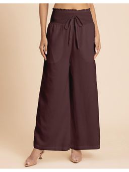 Moomaya - Women Brown Loose Fit Solid Rayon Stylish Palazzo