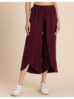 Moomaya - Women Maroon Solid Tulip Zumba Dance Jersey Crop Pant