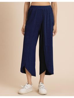 Moomaya - Women Navy Blue Solid Tulip Zumba Dance Jersey Crop Pant