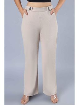 Not So Pink - Cream Belt Looped High Rise Parallel Trouser