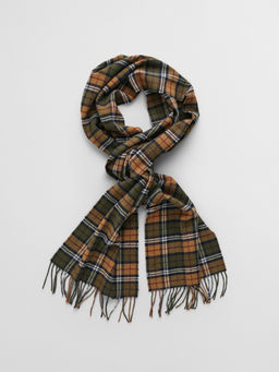 GANT - Men Green Checked Fringed Scarf