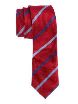 The Tie Hub - Red Stripe Microfiber Neck Tie