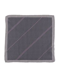 The Tie Hub - Gray and Pink Houndstooth Silk Pocket Square