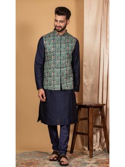 KISAH - Men Green Kurta Jacket Set (Set of 3)