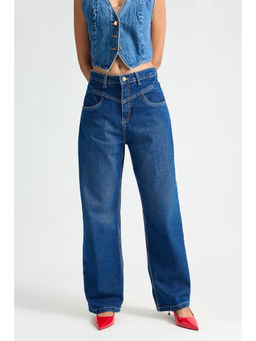 FREAKINS - Cityscape Dark Blue Straight Fit Jeans