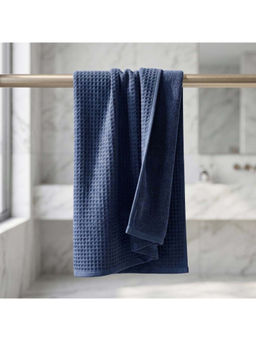 Athom Living - Navy Blue Waffle & Terry Texture Bath Towel