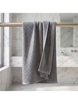 Athom Living - Grey Waffle & Terry Texture Bath Towel