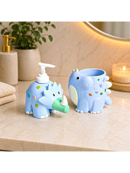 Voncasa - Blue Polyresin Kids Soap Dispenser & Toothbrush Holder