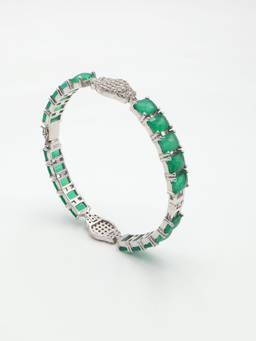 Verona - Octagon Silver 925 Onyx Green Bangle