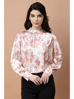 PURYS - Gathered Neck Satin Top