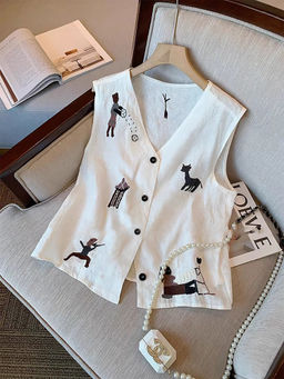 MISS MOSA BY AKANKSHA - Agnes Vest Summer White Tank Tops