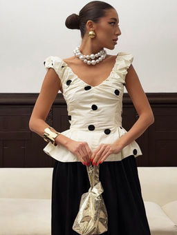 MISS MOSA BY AKANKSHA - Brady Polka Top Off White
