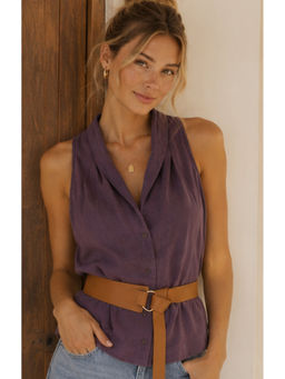 MISS MOSA BY AKANKSHA - Chile Halter Neck Top With Belt Purple