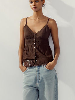 MISS MOSA BY AKANKSHA - Charlotte Lace Summer Top Brown