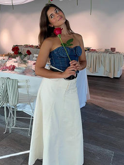 MISS MOSA BY AKANKSHA - Cinzia Rose Denim Crop Top Blue
