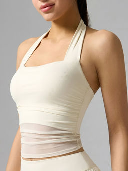 MISS MOSA BY AKANKSHA - Harold Halter Neck Padded Top Off White
