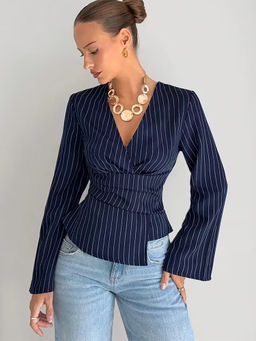 MISS MOSA BY AKANKSHA - Loretta Striped Navy Blue Top