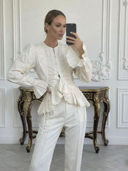 MISS MOSA BY AKANKSHA - Macey Ruffle Summer Top Cream