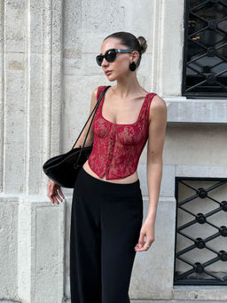 MISS MOSA BY AKANKSHA - Romy Lace Red Crop Top