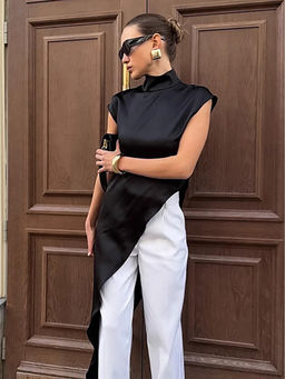 MISS MOSA BY AKANKSHA - Valentin Asymmetric Summer Top Black