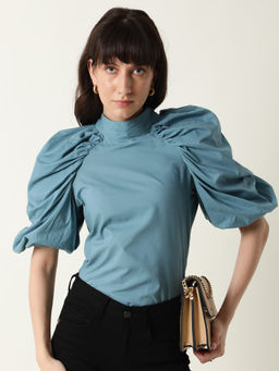 RAREISM - Solid Teal Blue Women Top